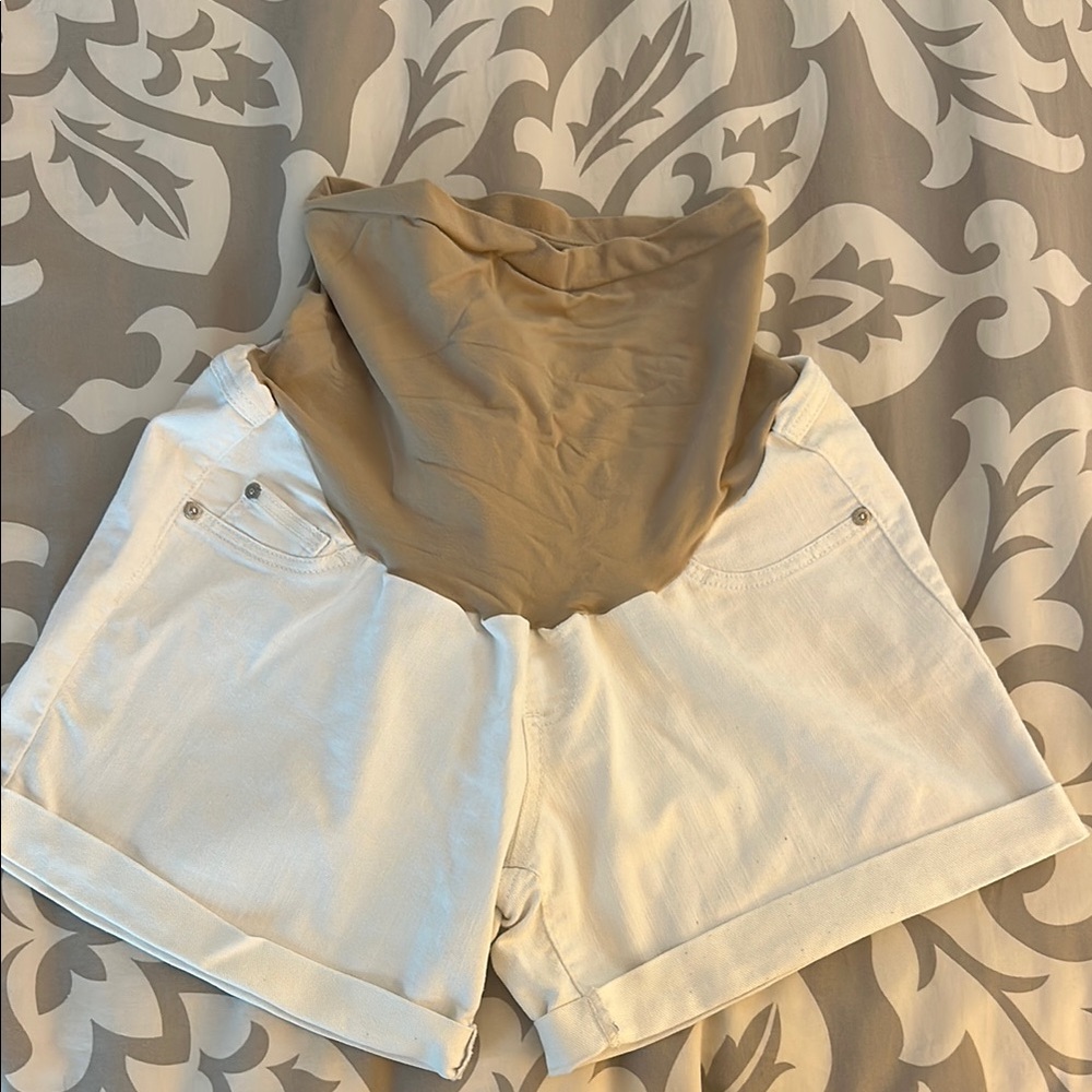 Women's White Maternity Shorts